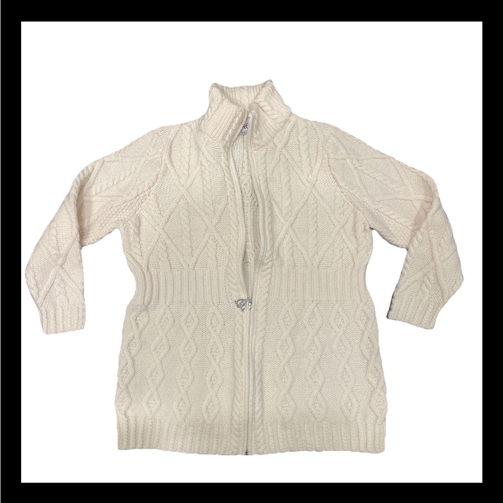 Saol Merino Wool Full Zip Cardigan Sweater Women's Size 2XL Ireland Ivory
